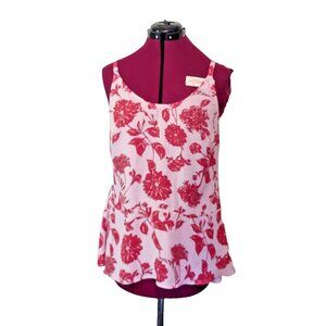 CAbi Adore Cami 5533 Women's XS Floral Pink Red Peplum Tank Adjustable Straps